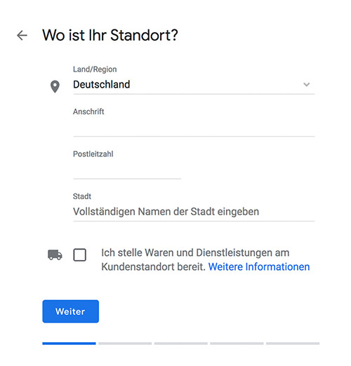 Google My Business-Eintrag Standort