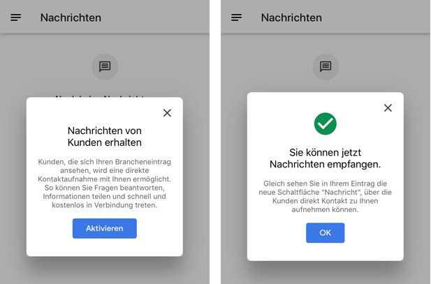 WebMen Google My Business Nachrichten freischalten