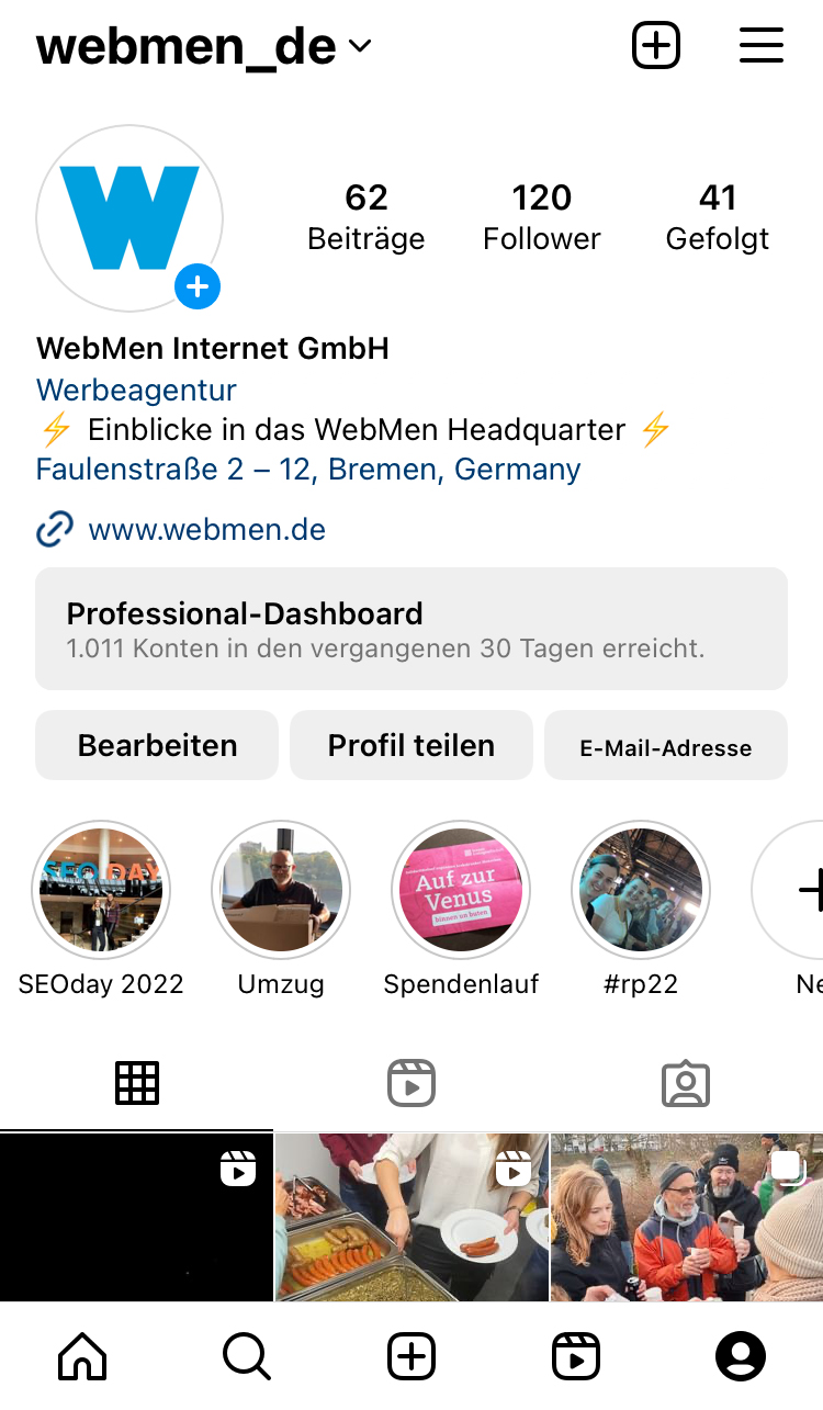 Instagram Collabs (Co-Autor) – Screenshot Profil | WebMen Blog