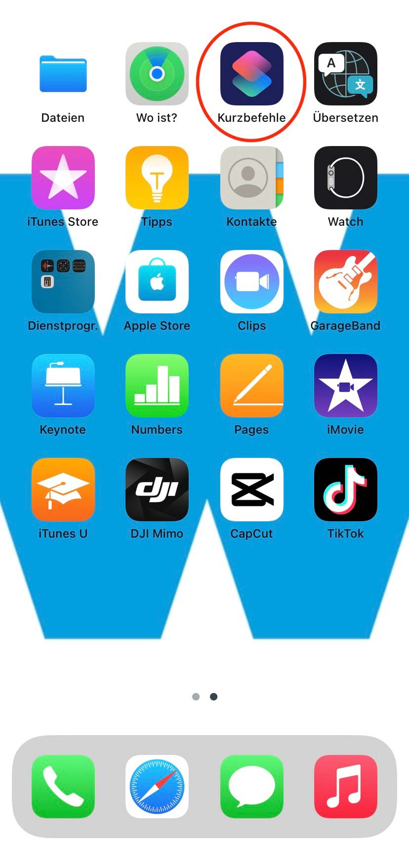 Screenshot der App "Kurzbefehle"