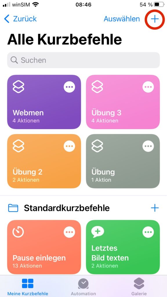 Kurzbefehle einstellen 