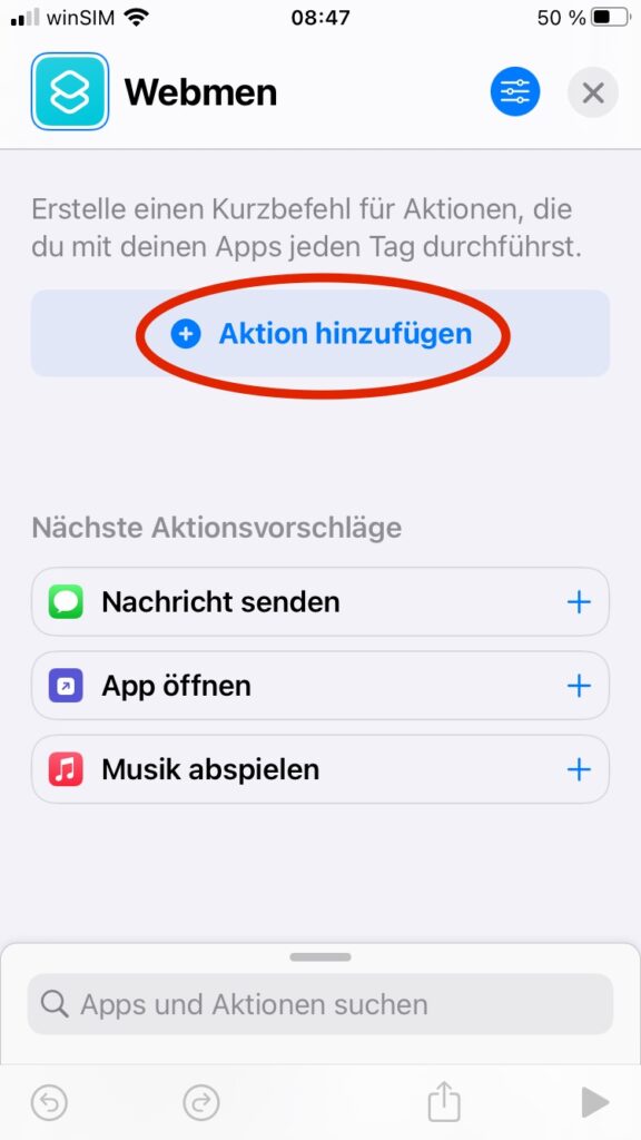 Erstellung Kurzbefehle iPhone 