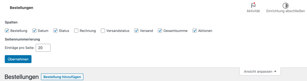 Ansicht Anpassen WooCommerce